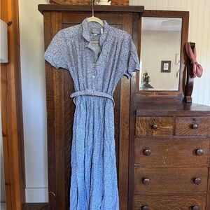 Vintage Blue Floral Maxi Dress